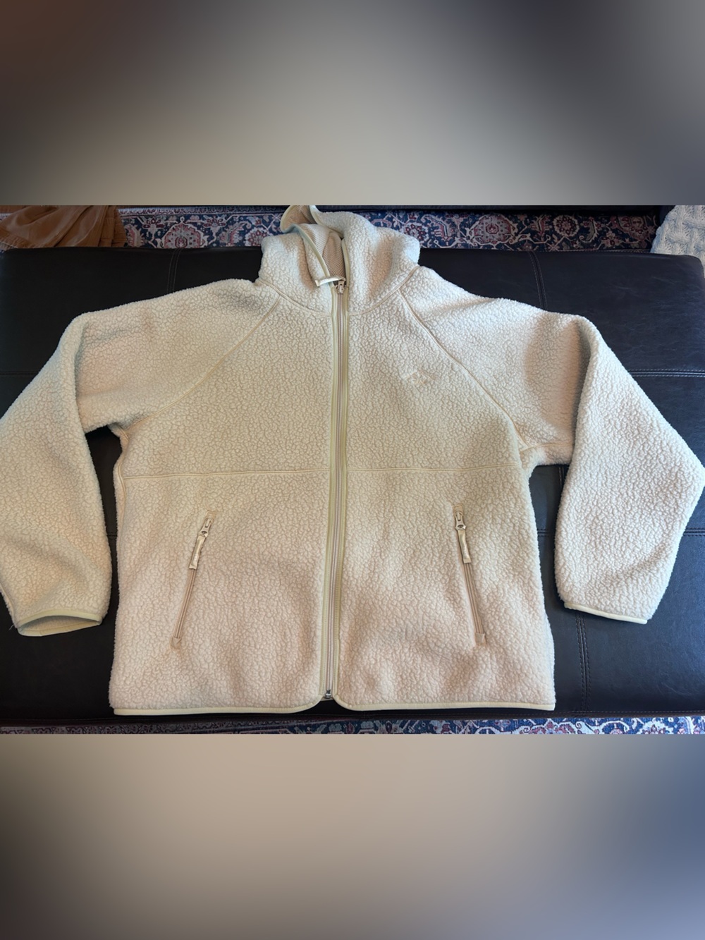 Aritzia TNA Hooded Raglan Fleece Ivory Size XL New With Tags!